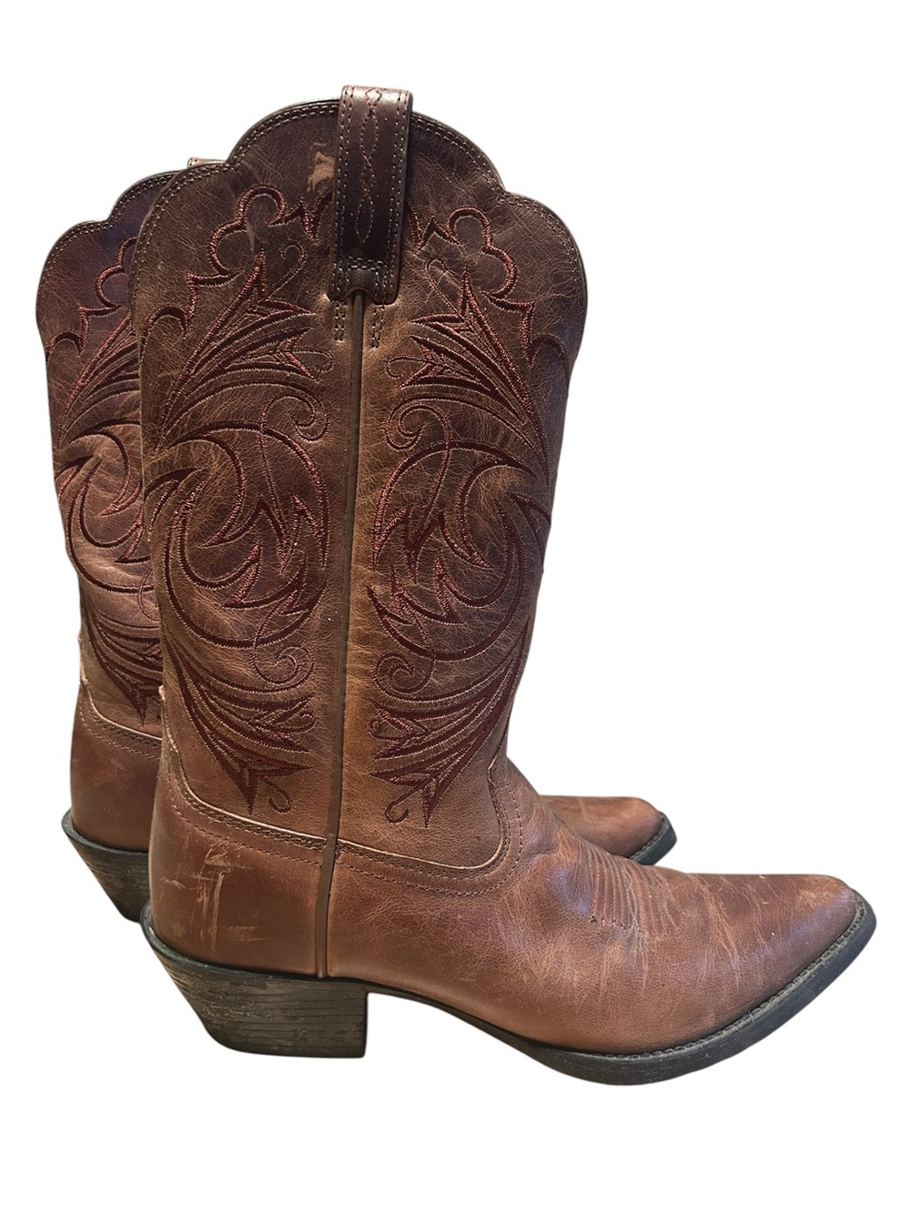 Ariat Heritage Western Cowboy Boots Womens 6 B Brown Leather Snip Toe 10001032